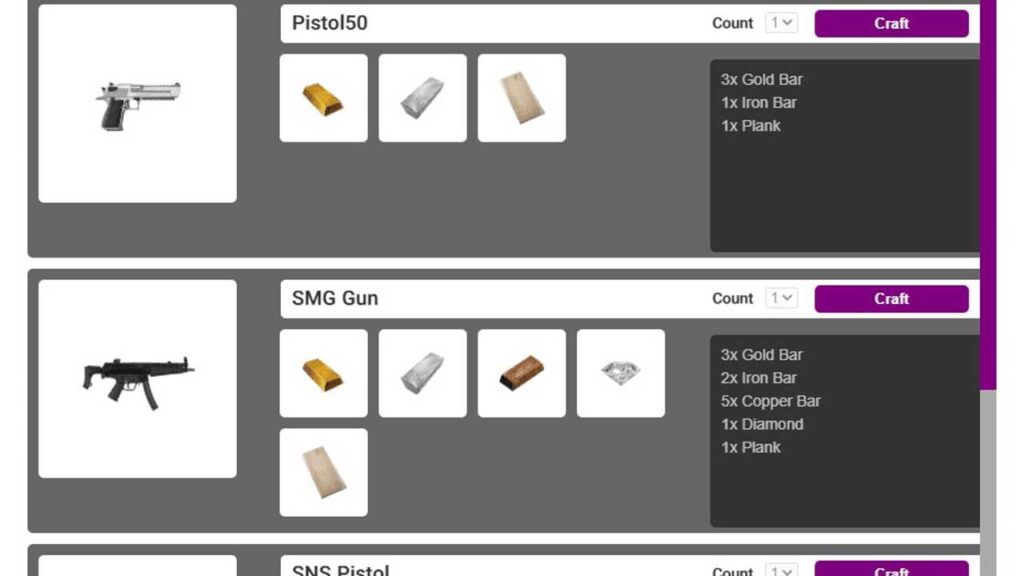 fivem crafting recipes - FiveM Store