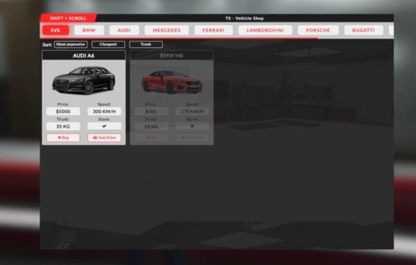 FiveM VehicleShop System V18 sets a new standard for vehicle management in the FiveM universe. With its intuitive interface, extensive