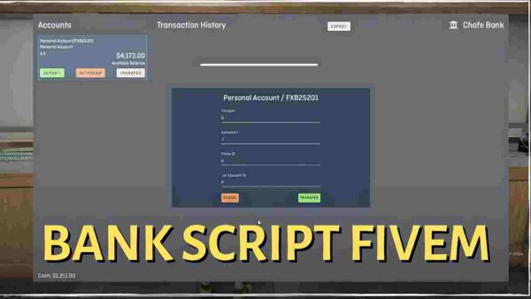 Upgrade your FiveM server with a bank script. Enable players to handle their in-game finances smoothly and securely, enhancing roleplay realism!