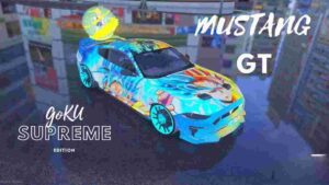 Experience the Fivem Mustang GT GOKU Supreme! This mod combines speed and style, letting you cruise in ultimate anime-inspired fashion!