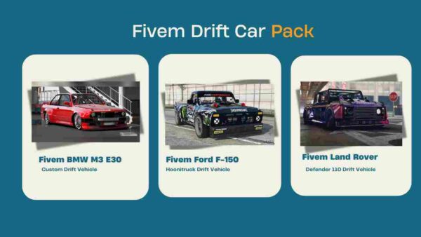 The Fivem Drift Car Pack is a must-have for any server that wants to bring the thrill of drifting to its players. Designed specifically for drift enthusiasts, this pack features a variety of high-performance cars that are perfect for skidding around corners and mastering the art of controlled slides. Whether you’re a seasoned drifter or a newbie looking to learn, this pack provides everything you need to get started.