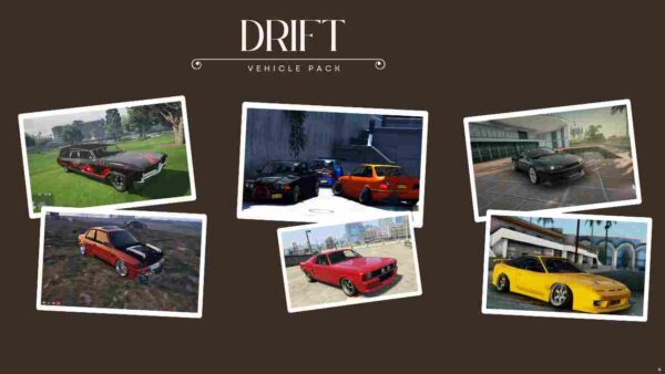 The FiveM Drift Vehicle Pack is a specialized collection of drift-ready cars crafted for the FiveM multiplayer environment. Each vehicle in this pack is engineered to deliver an authentic drifting experience, allowing players to unleash their inner drifter while enjoying the scenic landscapes of Los Santos.