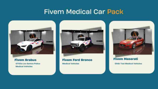 Enhance your Fivem server with the Medical Car Pack featuring realistic EMS vehicles. Perfect for emergency scenarios and healthcare roleplay!