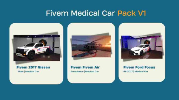 Enhance your gameplay with Fivem Medical Car Pack V1, featuring detailed EMS vehicles for authentic roleplay and emergency scenarios