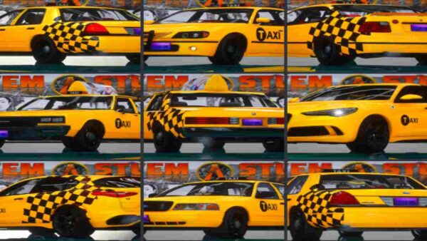 Transform your Fivem gameplay with the Taxi Car Pack, featuring a variety of realistic taxi models for immersive city driving.