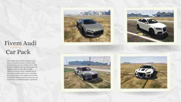 Elevate your FiveM server with the Audi Car Pack. Enjoy high-quality, realistic Audi models that enhance your gameplay and roleplay adventures!