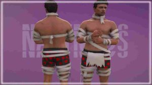 Wrap up your Fivem character in a spooky mummy costume for Halloween! A creepy and fun look for in-game celebrations!